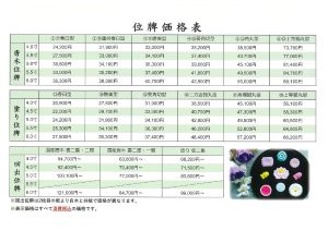 位牌価格表(画像)